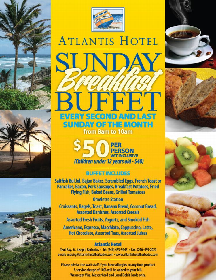 Sunday Buffet Breakfast at The Atlantis What's On In Barbados 201801